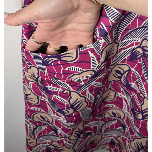 Club Monaco Shift Dress Sz 10 Purple Floral Sleeveless Pockets Crochet Collar - Picture 7 of 10